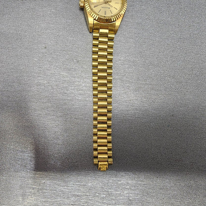 Bulova Watch Women 26mm Gold Dial Gold Tone Date Round BROKEN BAND New Battery6