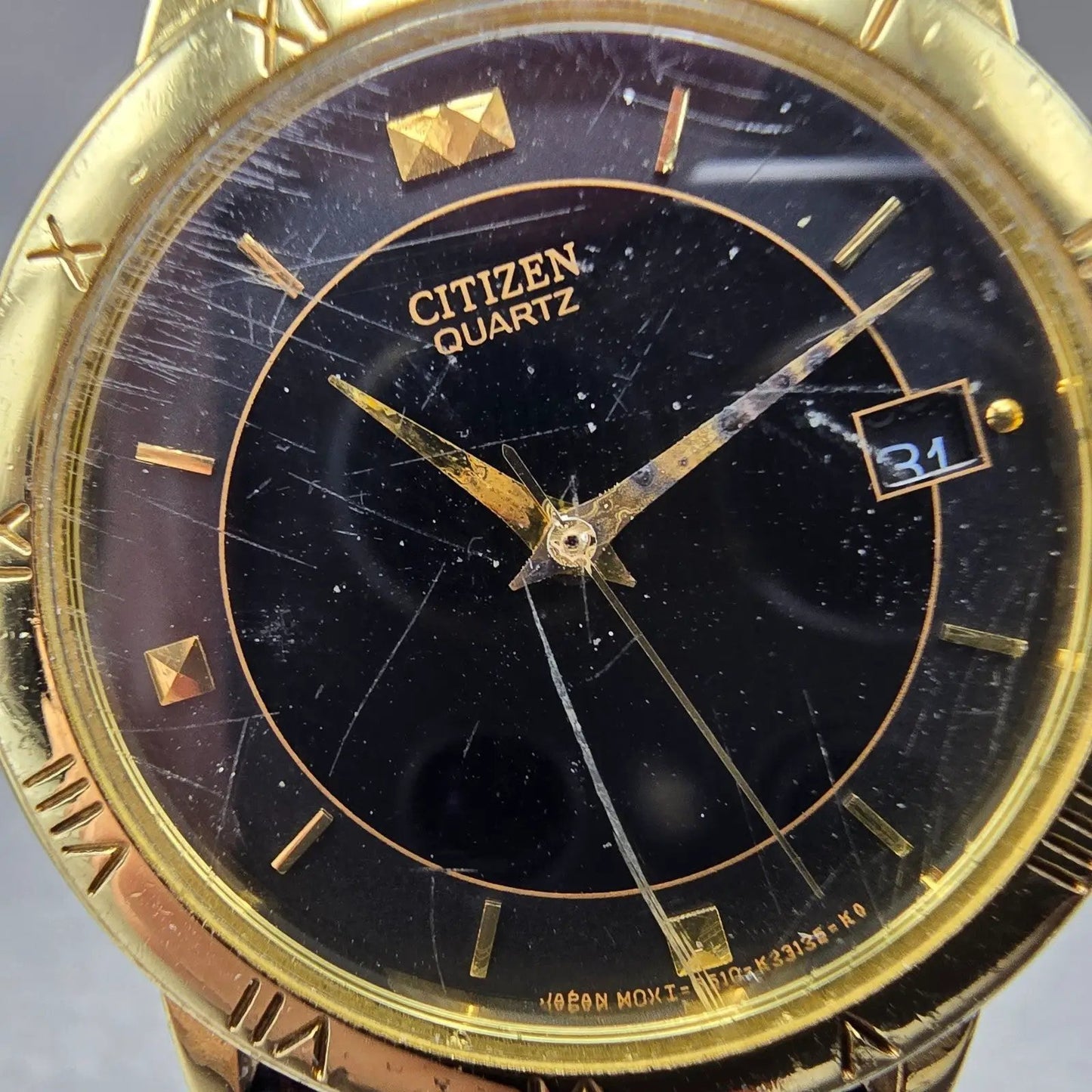 Citizen Watch Men 33mm Black Dial Gold Tone Date Round 5510-K06860 PARTS2