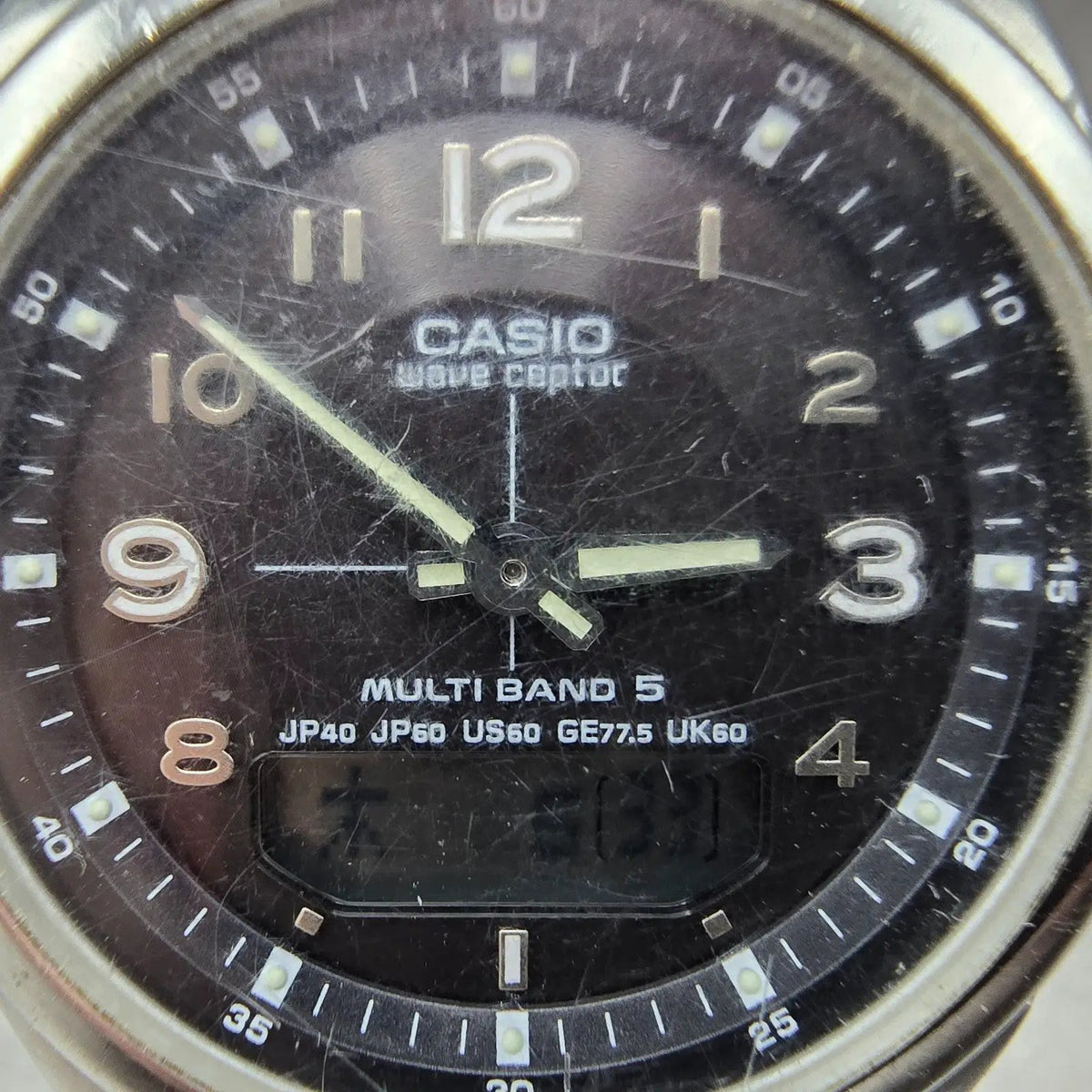 Casio Waveceptor Watch Men 41mm Black Dial Analog Digital Steel WVA-M480 Works h1