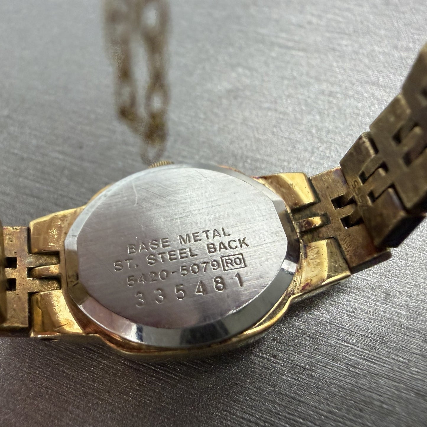 Seiko Watch Women 16mm Champagne Dial Gold Tone Rectangle 5420-5079 New Battery9