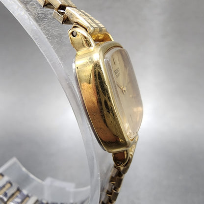 Seiko Watch Women 19mm Champagne Dial Gold Tone Square 54205020 New Battery3