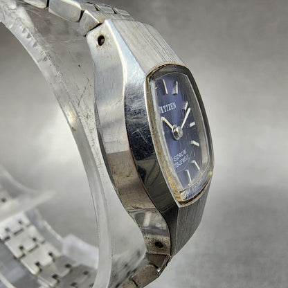Citizen Special Watch Women 19mm Blue Dial Silver Tone Manual 4-673344 Runs