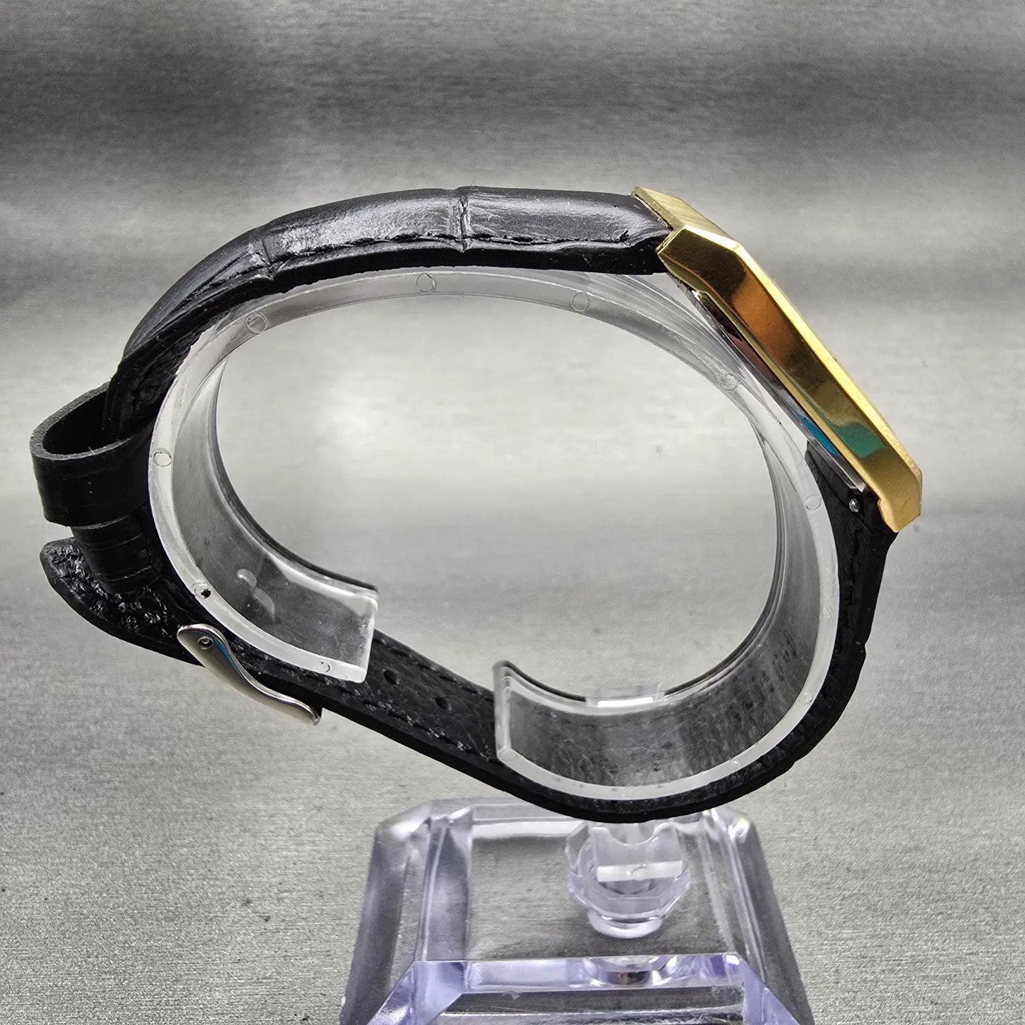 Seiko Watch Men 28mm Gold Dial Gold Tone Rectangle 8620-5029 New Battery Vintage8