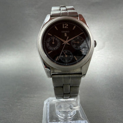 Seiko Lukia Watch Women 32mm Black Dial Silver Tone Daydate 5Y89-0A10 NewBattery5