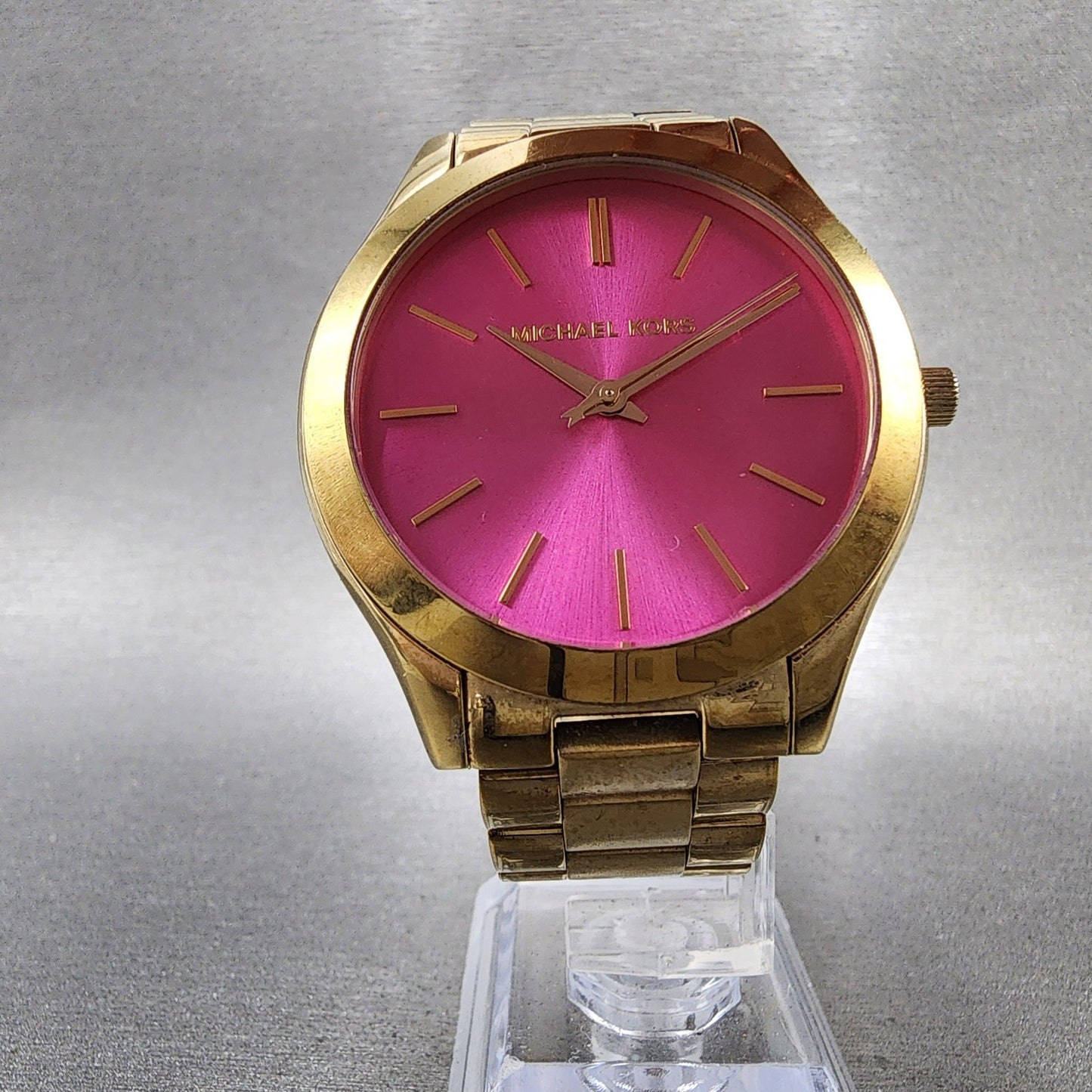 Michael Kors Watch Women 42mm Pink Dial Rose Gold Tone Round MK3264 New Battery7