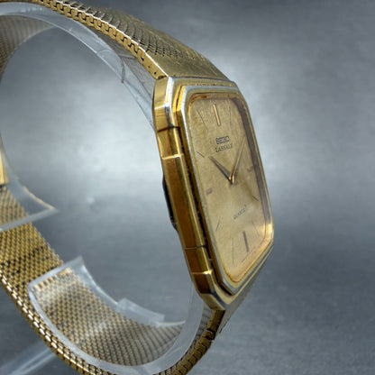 Seiko Tank Lassale Watch Men 27mm Champagne Dial Gold Tone 6730-5059 PARTS VTG4