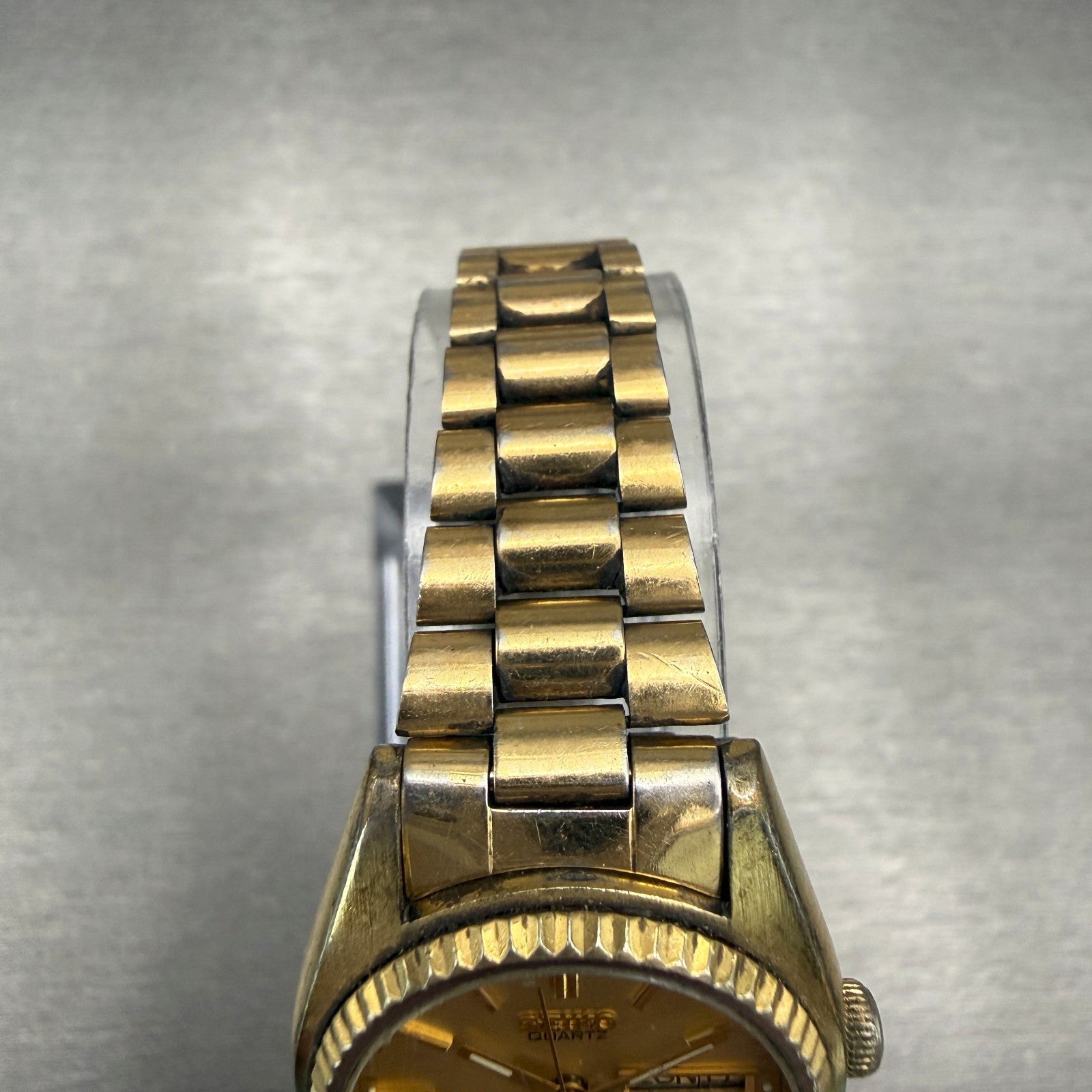 Seiko SQ Watch Women 25mm Gold Dial Gold Tone Daydate Round 2626-0159 New Batt4