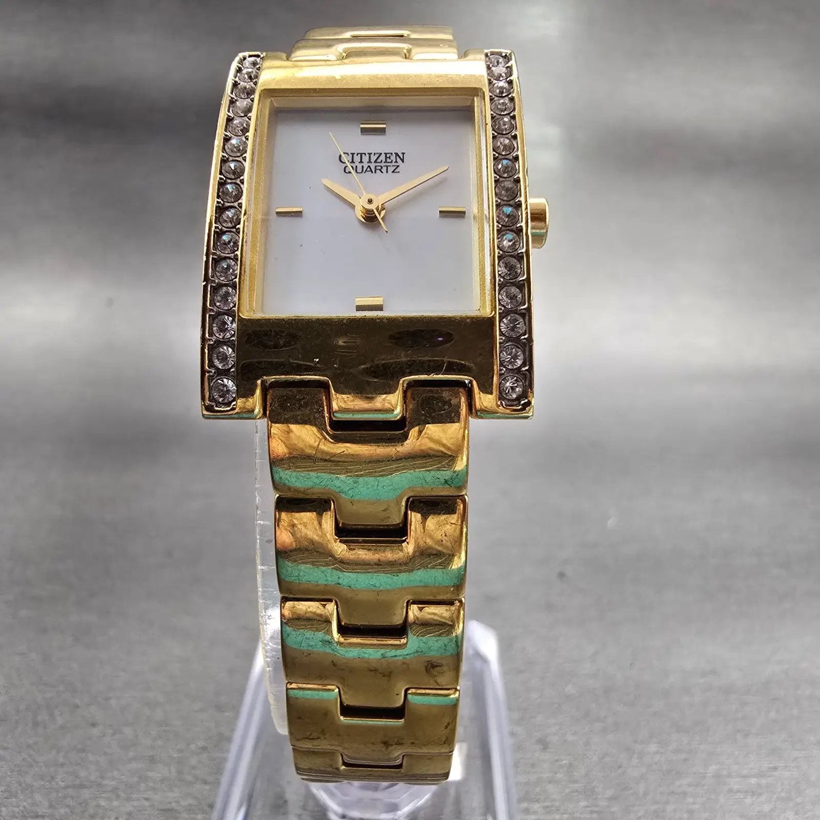 Citizen Watch Women 20mm MOP Dial Gold Tone Gemmed 5930-S99043 New Battery5