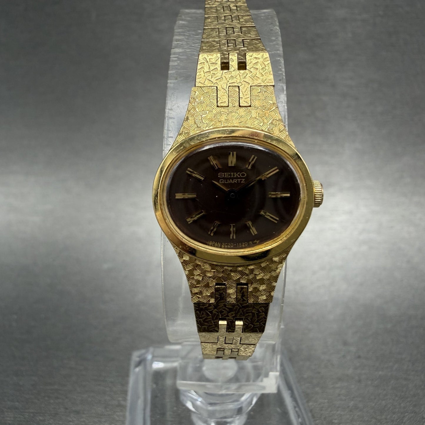 Seiko Watch Women 17mm Brown Dial Gold Tone 2C205759 Oval New Battery ABCDE0