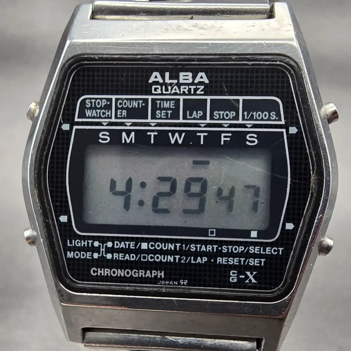 Seiko Alba Digital Watch Men 34mm Black Dial Silver Tone Chrono Y729-4000 NewBat1