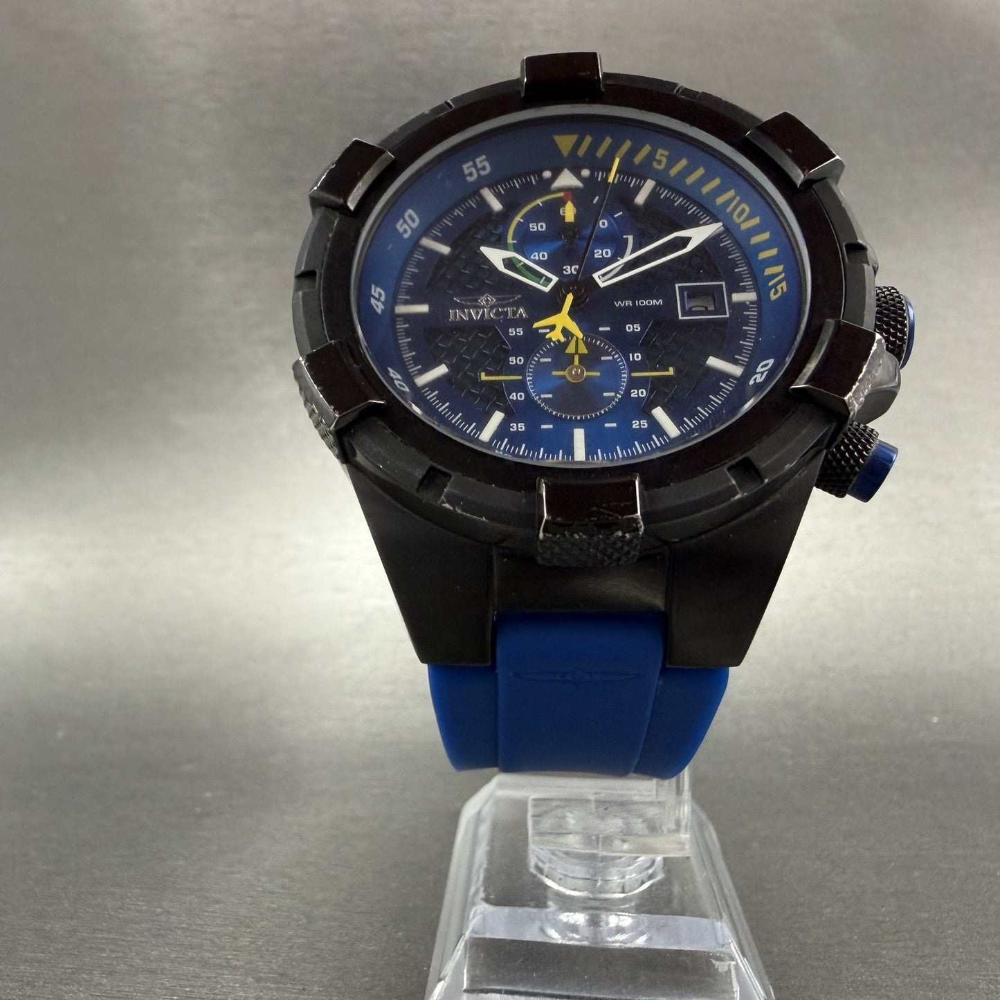 Invicta Aviator Chronograph Watch Men 49mm Blue Dial Black Date 28092 New Batt5
