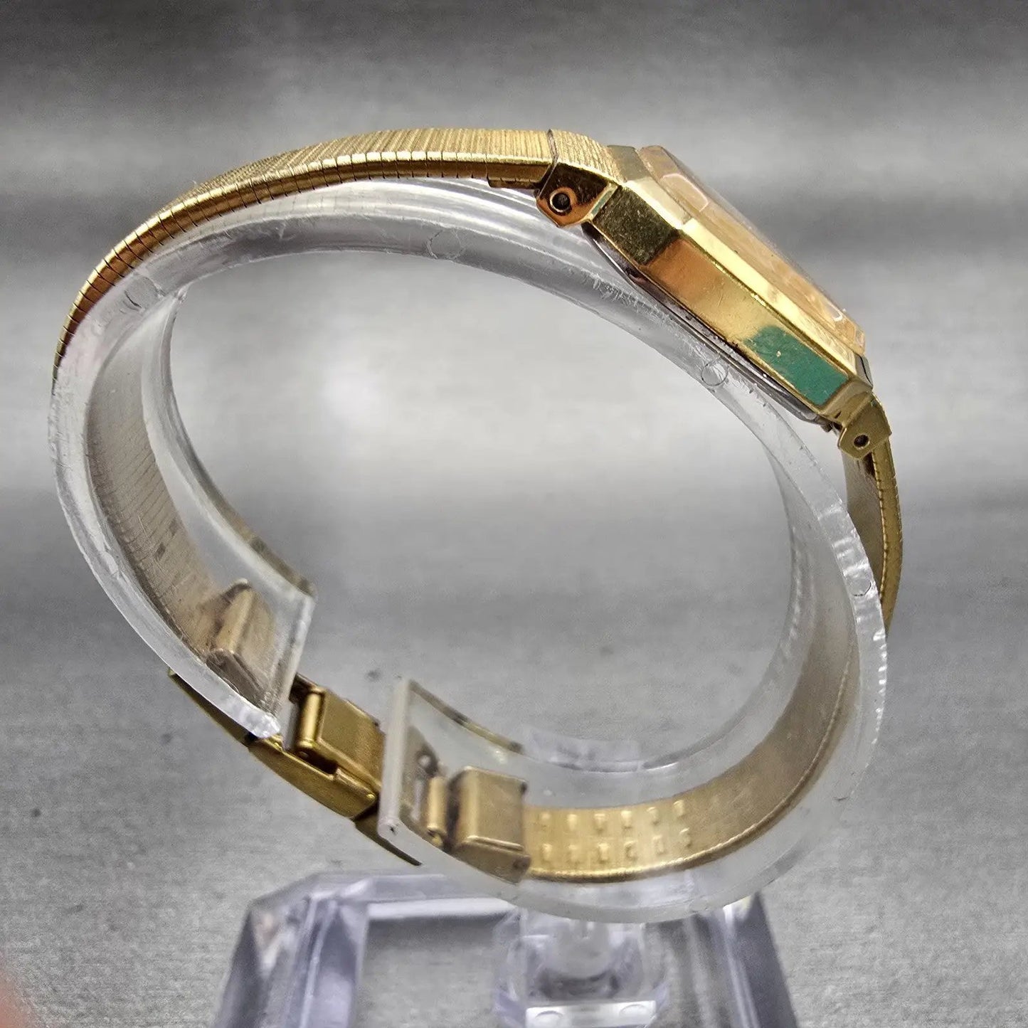 Seiko Watch Women 17mm Gold Dial Gold Tone Octagon 4N00-5139 New Battery VTG8