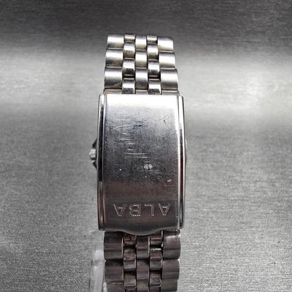 Seiko Alba Watch Men 34mm Silver Dial Silver Daydate Round V733-7A70 New Batt JP7