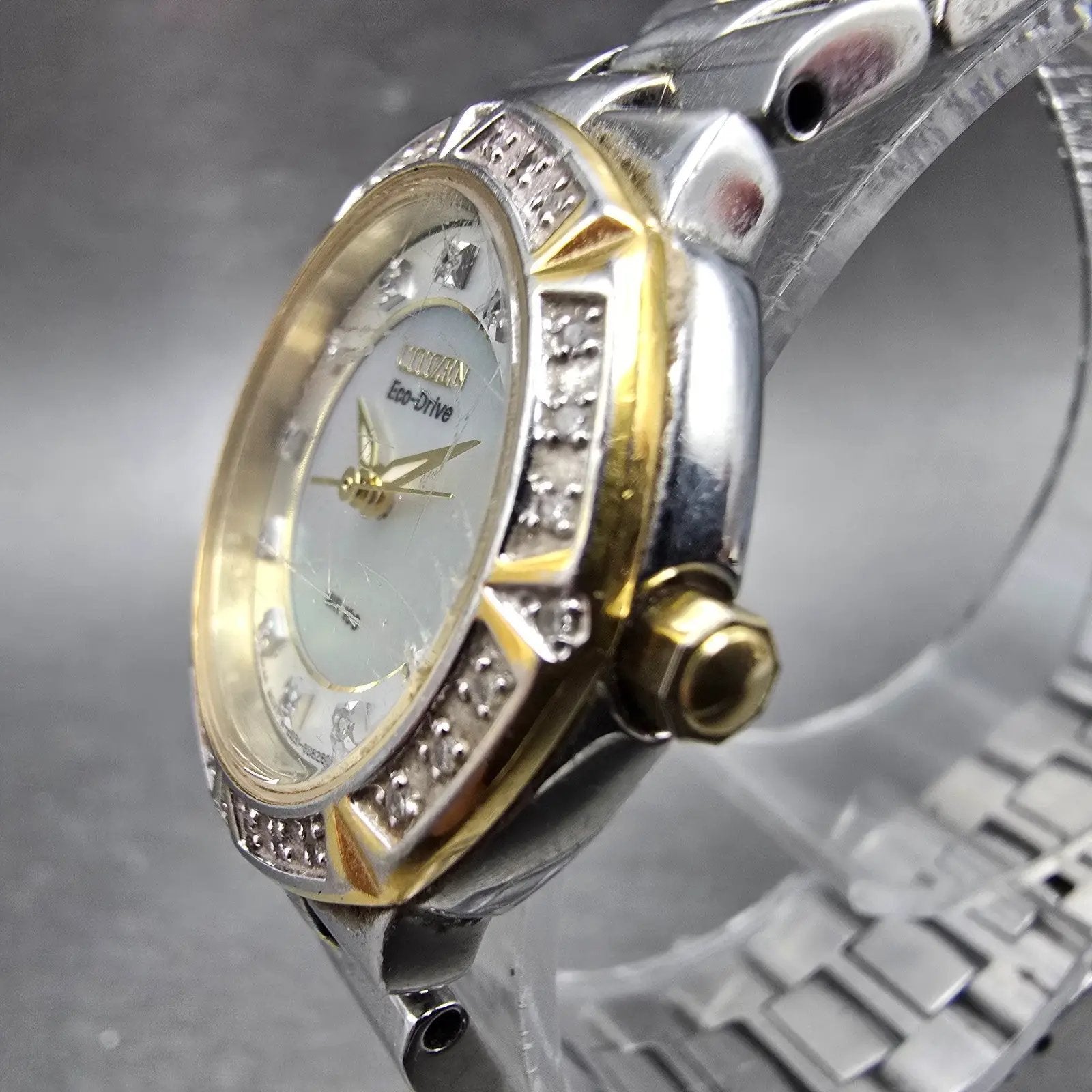Citizen Eco-Drive Watch Women 26mm MOP Dial Two Tone E031-S053676 Runs Diamonds2