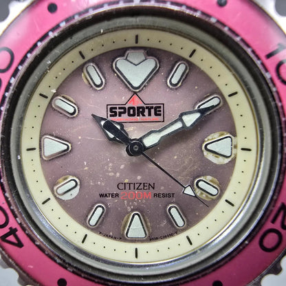 Citizen Sporte Dive Watch Women 35mm Pink Dial Silver Tone Round New Battery1
