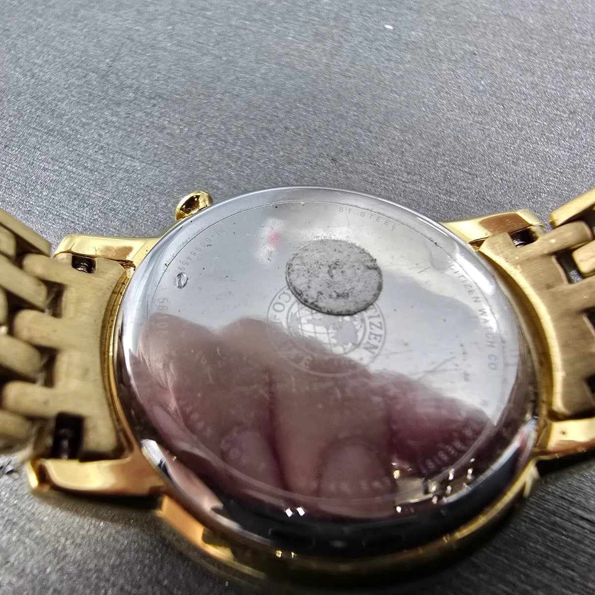 Citizen Eco-Drive Watch Women 30mm MOP Dial Gold Date Diamonds EW2282-52D Runs9