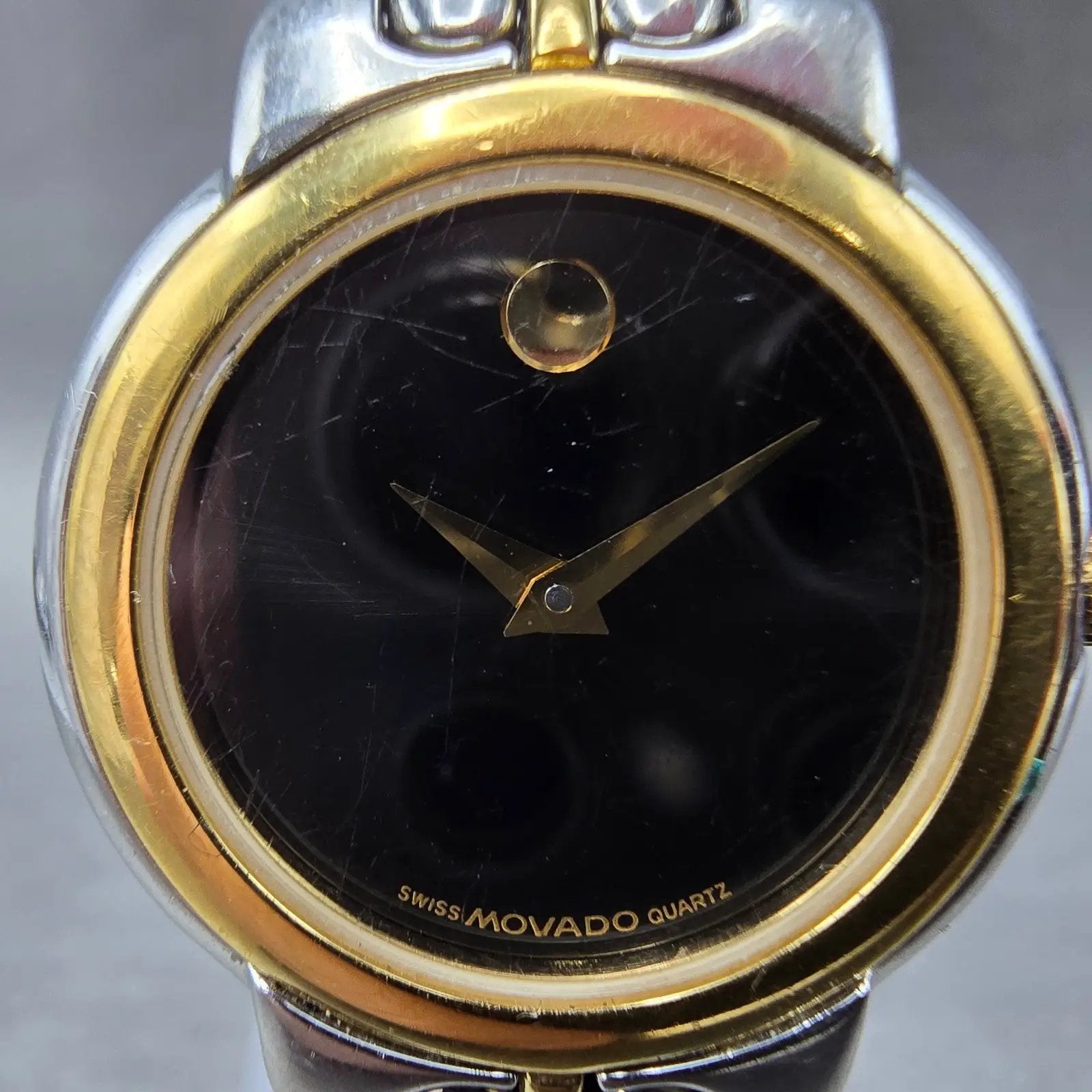 Movado Museum Watch Women 26mm Black Dial Two Tone 81.A1.833.1 New Battery1