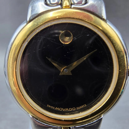 Movado Museum Watch Women 26mm Black Dial Two Tone 81.A1.833.1 New Battery1