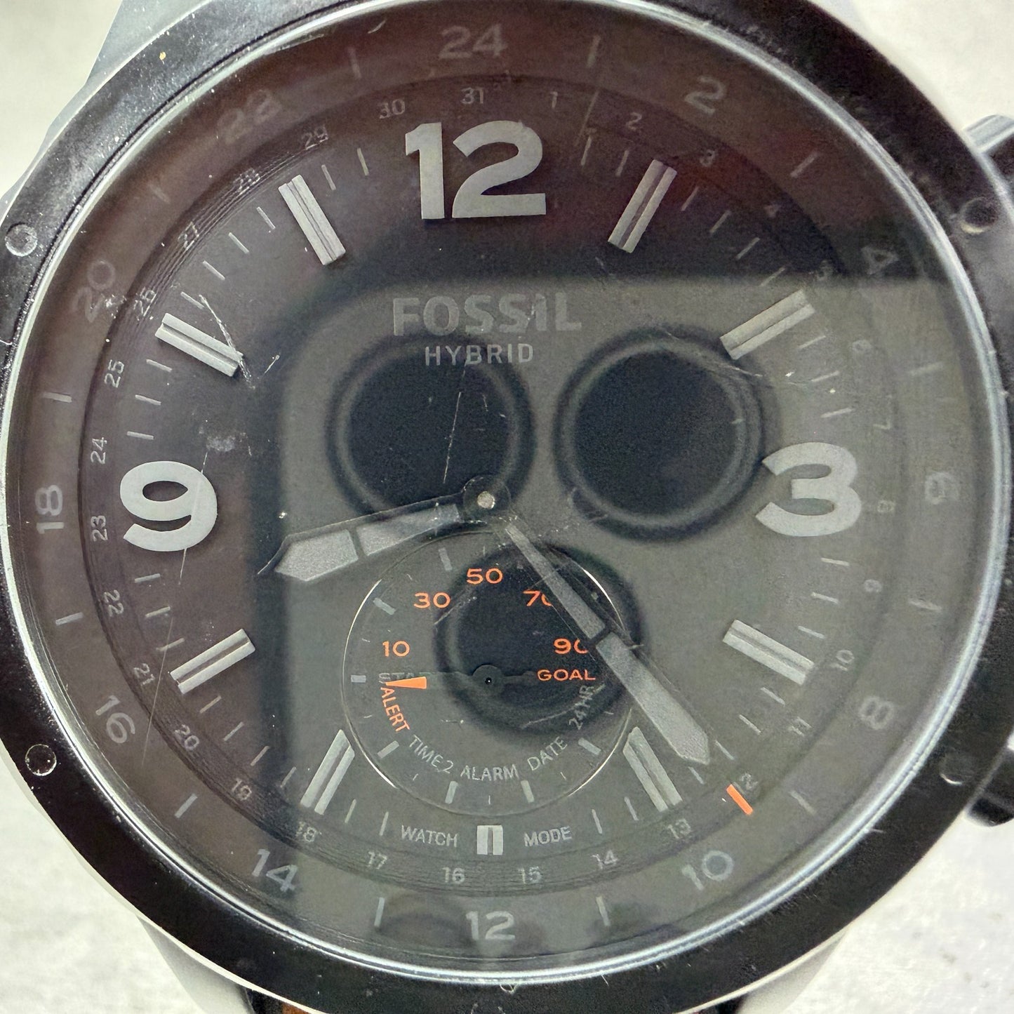 Fossil Q Hybrid Smartwatch Nate Watch Men 50mm Black Dial Black FTW1114 New bat1