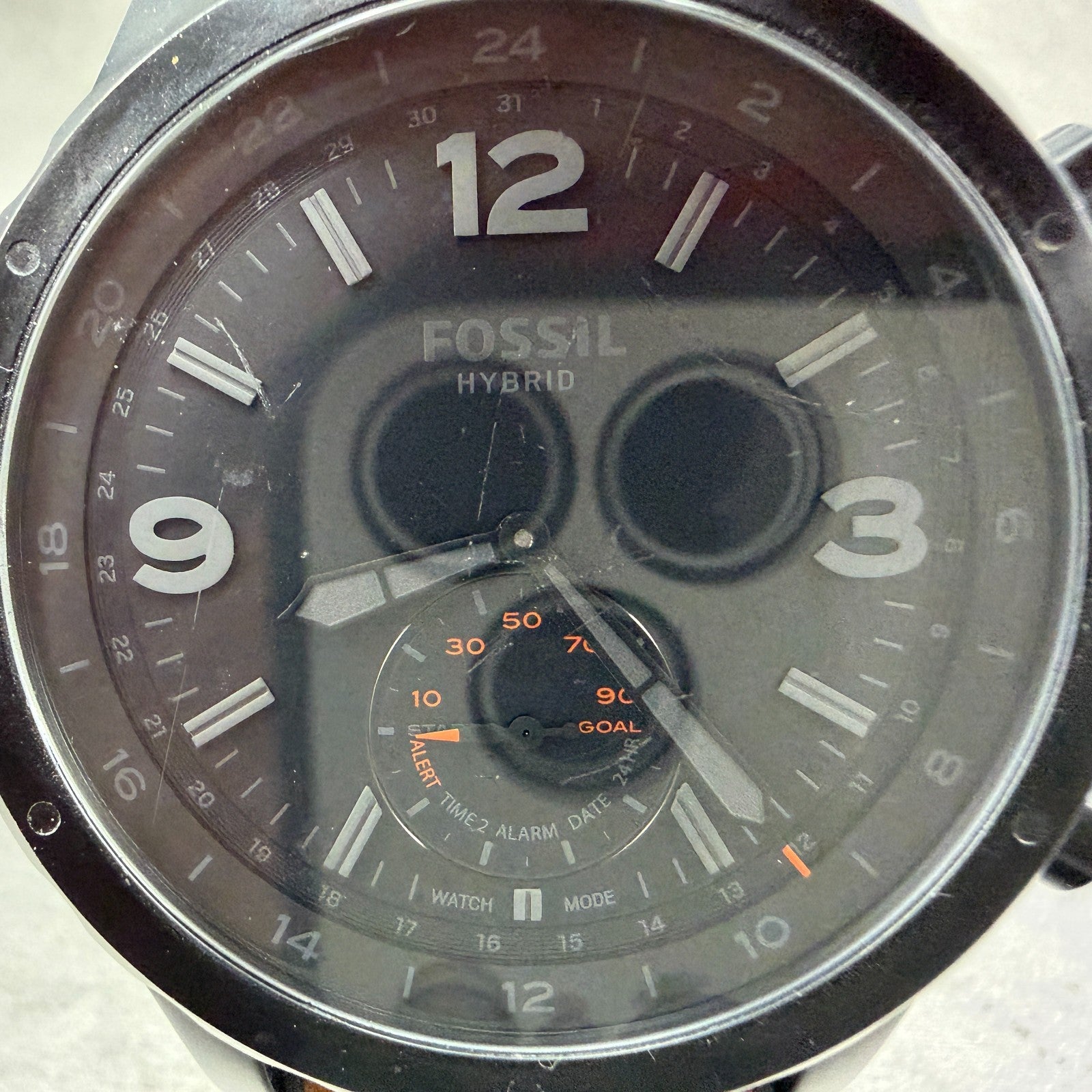 Fossil Q Hybrid Smartwatch Nate Watch Men 50mm Black Dial Black FTW1114 New bat1