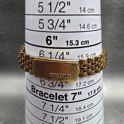 Seiko Womens Watch 24mm Gold Dial Gold Tone Daydate Round 7N83-0049 New Battery9