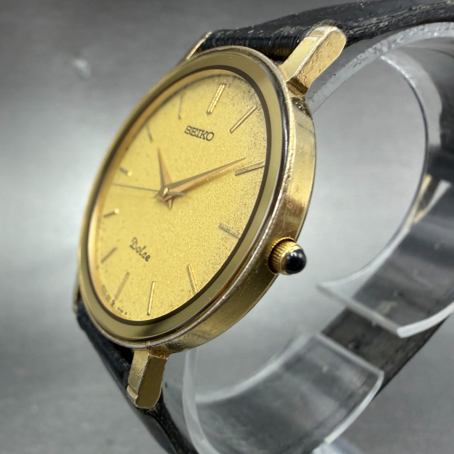 Seiko Dolce Watch Men 31mm Champagne Dial Gold Tone Round 9531-6020 New BatteryA2
