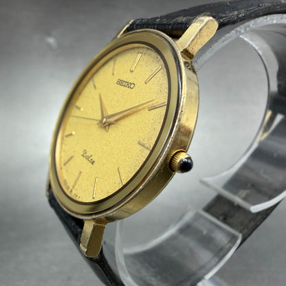Seiko Dolce Watch Men 31mm Champagne Dial Gold Tone Round 9531-6020 New BatteryA2