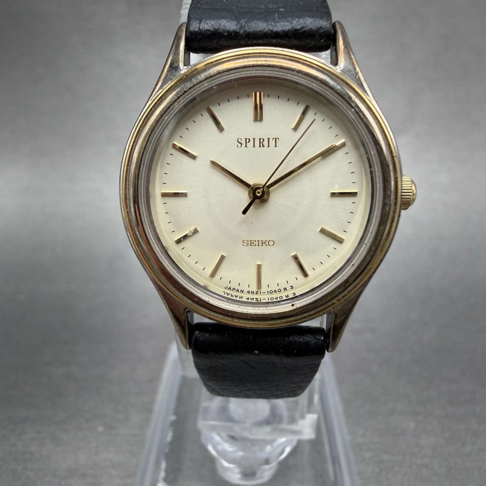 Seiko Spirit Watch Women 24mm Champagne Dial Gold Tone 4n21-0540 New Battery VTG0