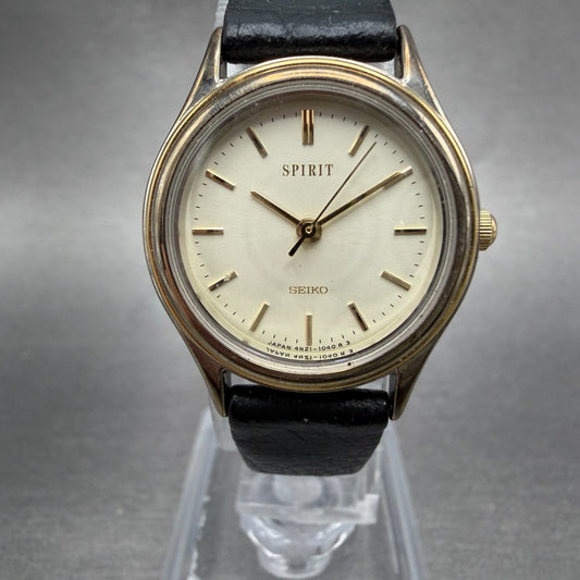 Seiko Spirit Watch Women 24mm Champagne Dial Gold Tone 4n21-0540 New Battery VTG0