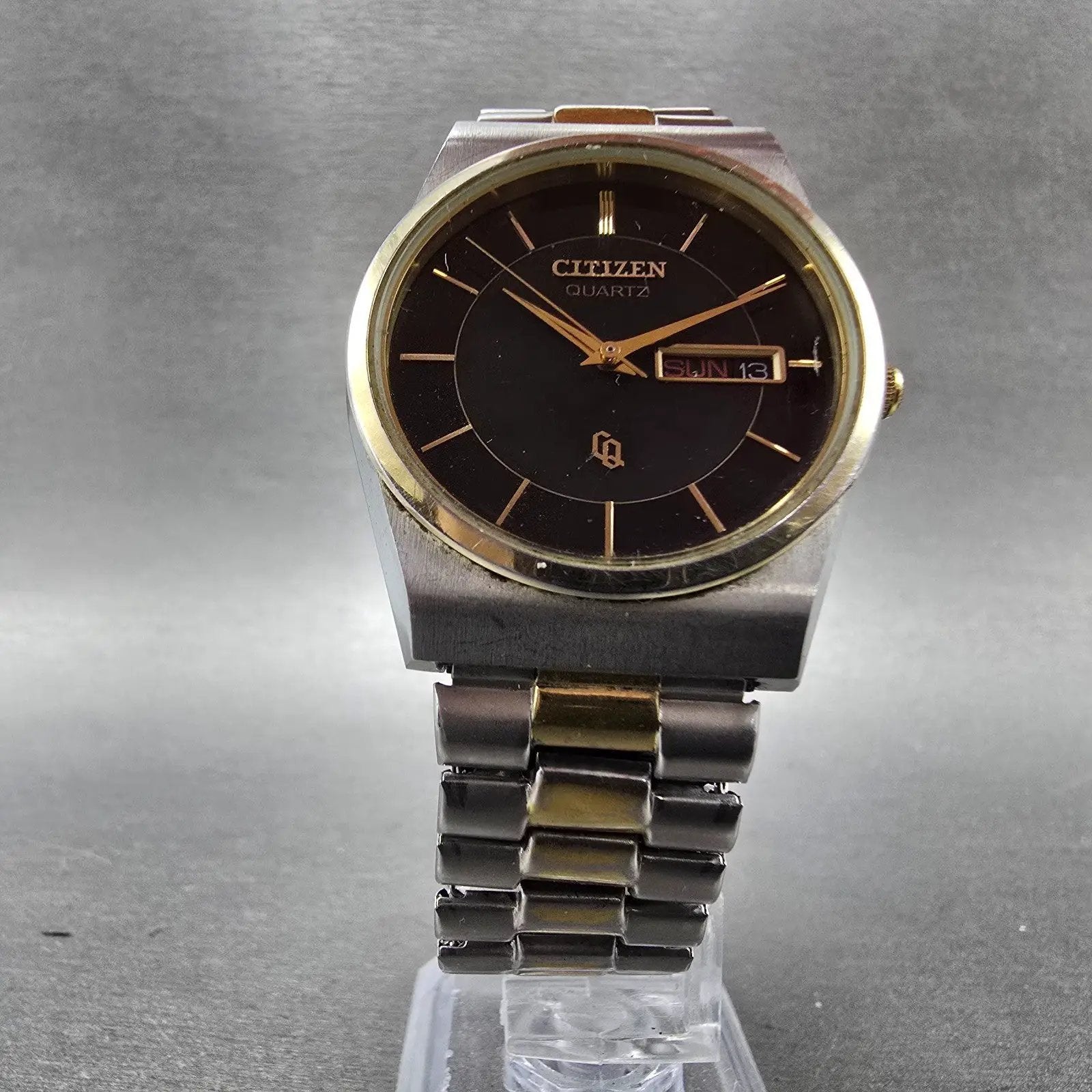 Citizen CQ Watch Men 34mm Black Dial Two Tone Daydate 6101-915054 New Battery5