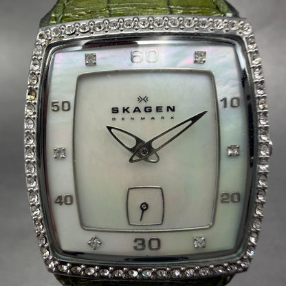 Skagen Tank Watch Women 27mm MOP Dial Steel Rectangle N384SSLG New Battery1