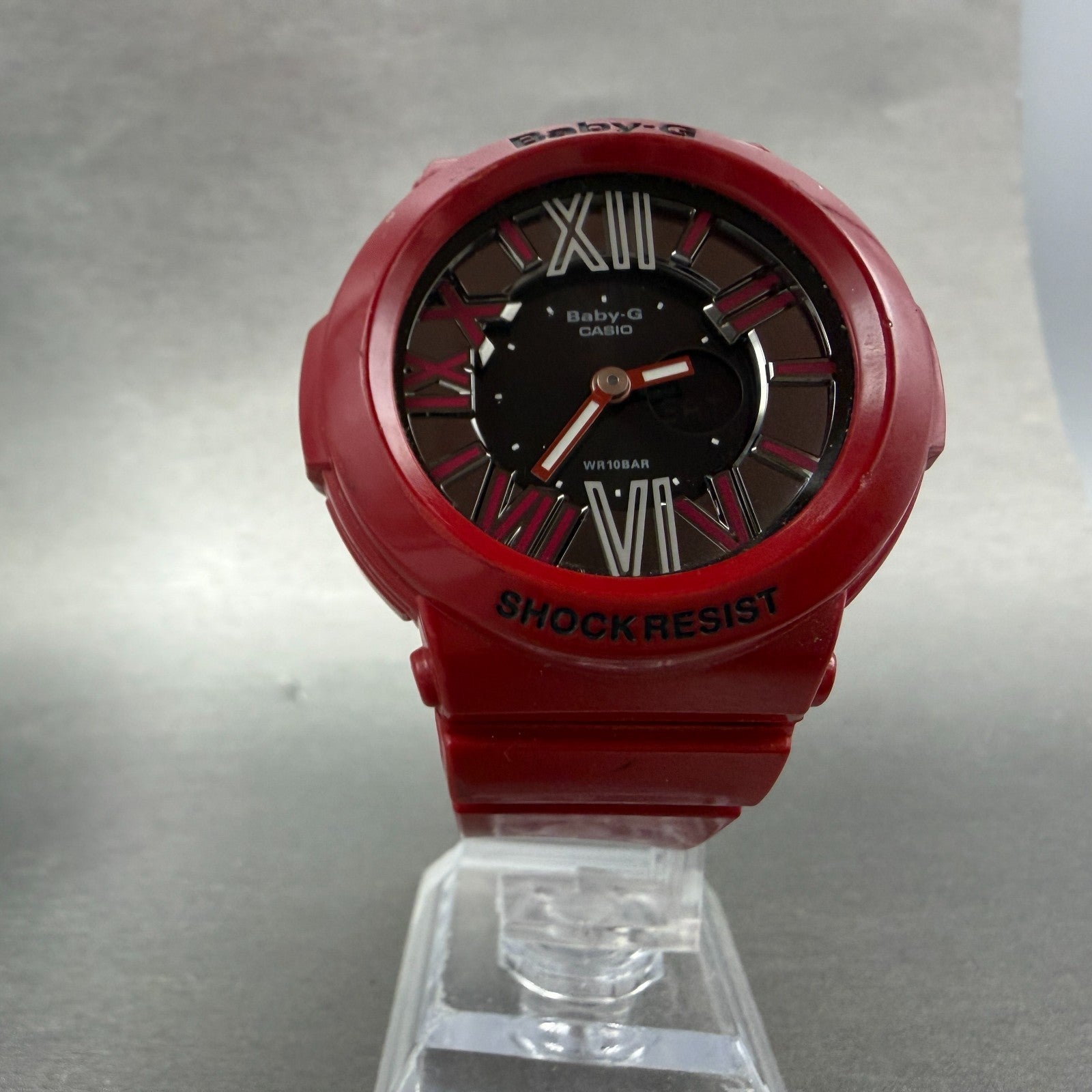Casio Baby-G Watch Women 43mm Analog Digital Red Tone Alarm Chrono New Batt ABC5