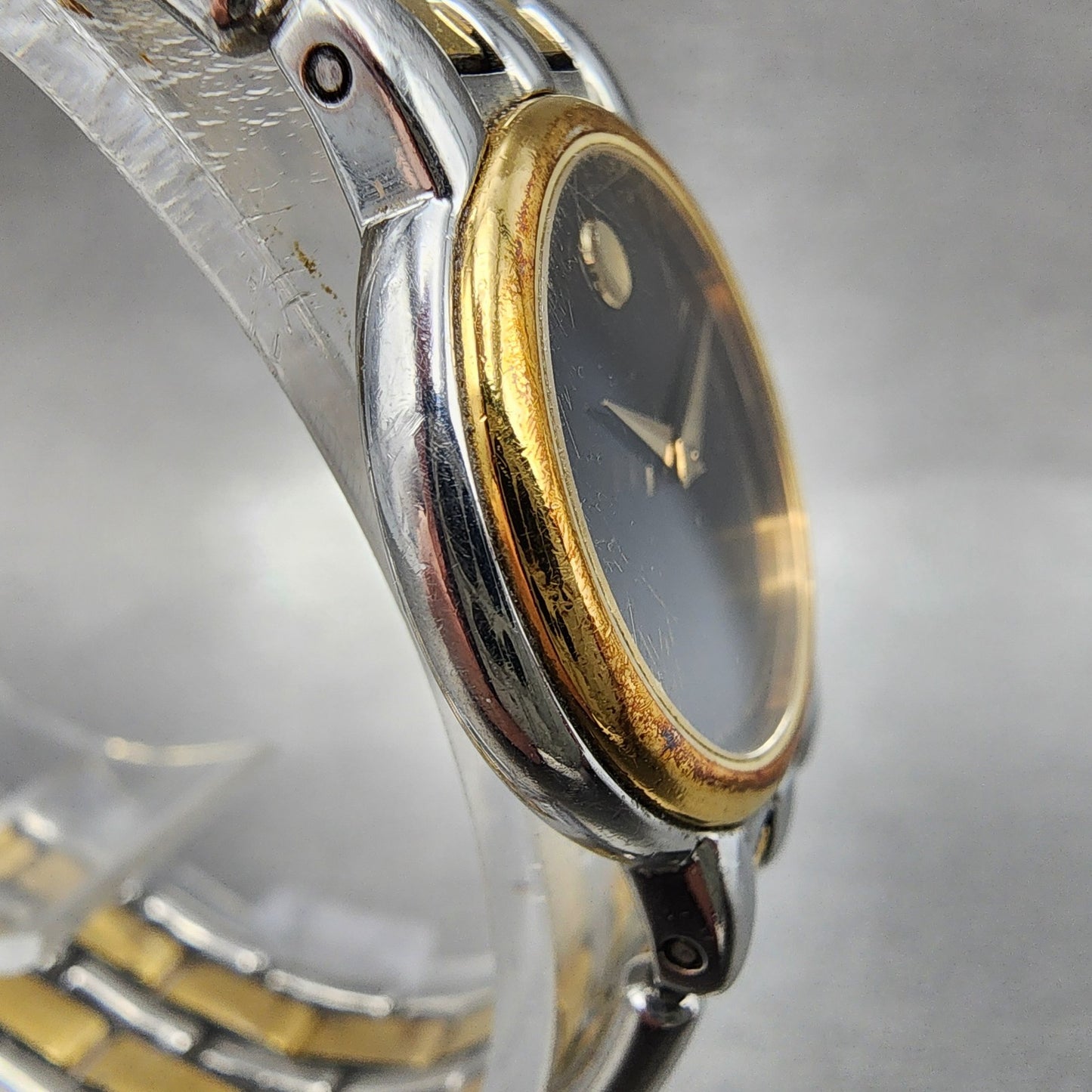 Movado Museum Watch Women 24mm Black Dial Two Tone Round 81.25.825 New Battery3