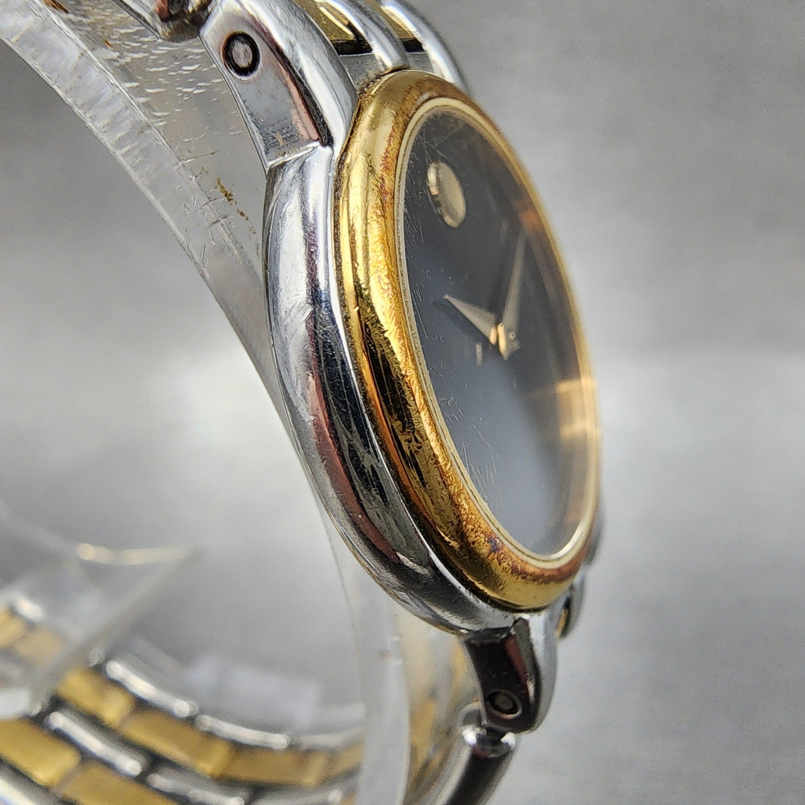 Movado Museum Watch Women 24mm Black Dial Two Tone Round 81.25.825 New Battery3