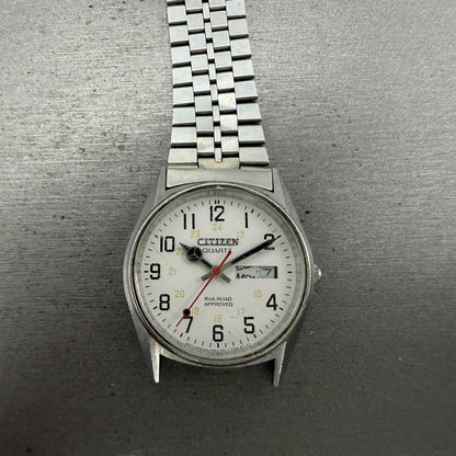 Citizen Railroad Approved Watch Men 35mm White Dial Silver 3801-892053 PARTS0