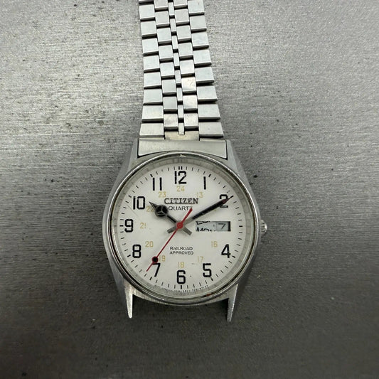 Citizen Railroad Approved Watch Men 35mm White Dial Silver 3801-892053 PARTS0