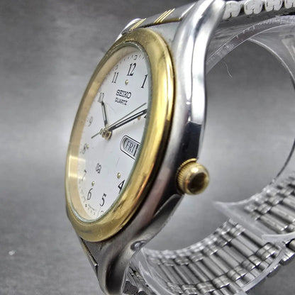 Seiko SQ Watch Men 36mm White Dial Silver Tone Dadyate 5Y23-7089 PARTS NO BACK3