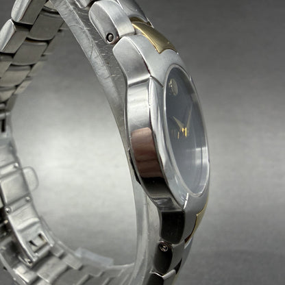 Movado Museum Watch Women 25mm Black Dial Two Tone Round 81 A1 1842 New BatteryA3