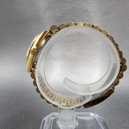 Seiko SQ Watch Women 24mm Gold Dial Gold Tone Daydate 24mm Round New Battery NBG7