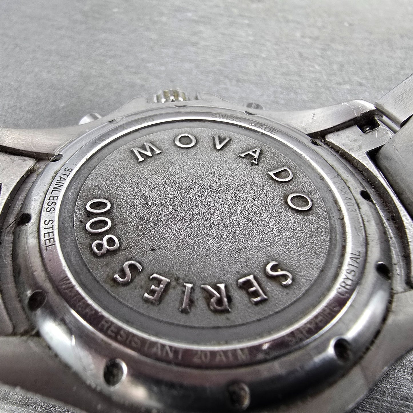 Movado Series 800 Chronograph Watch Men 42mm Black Dial Steel Round New Battery9