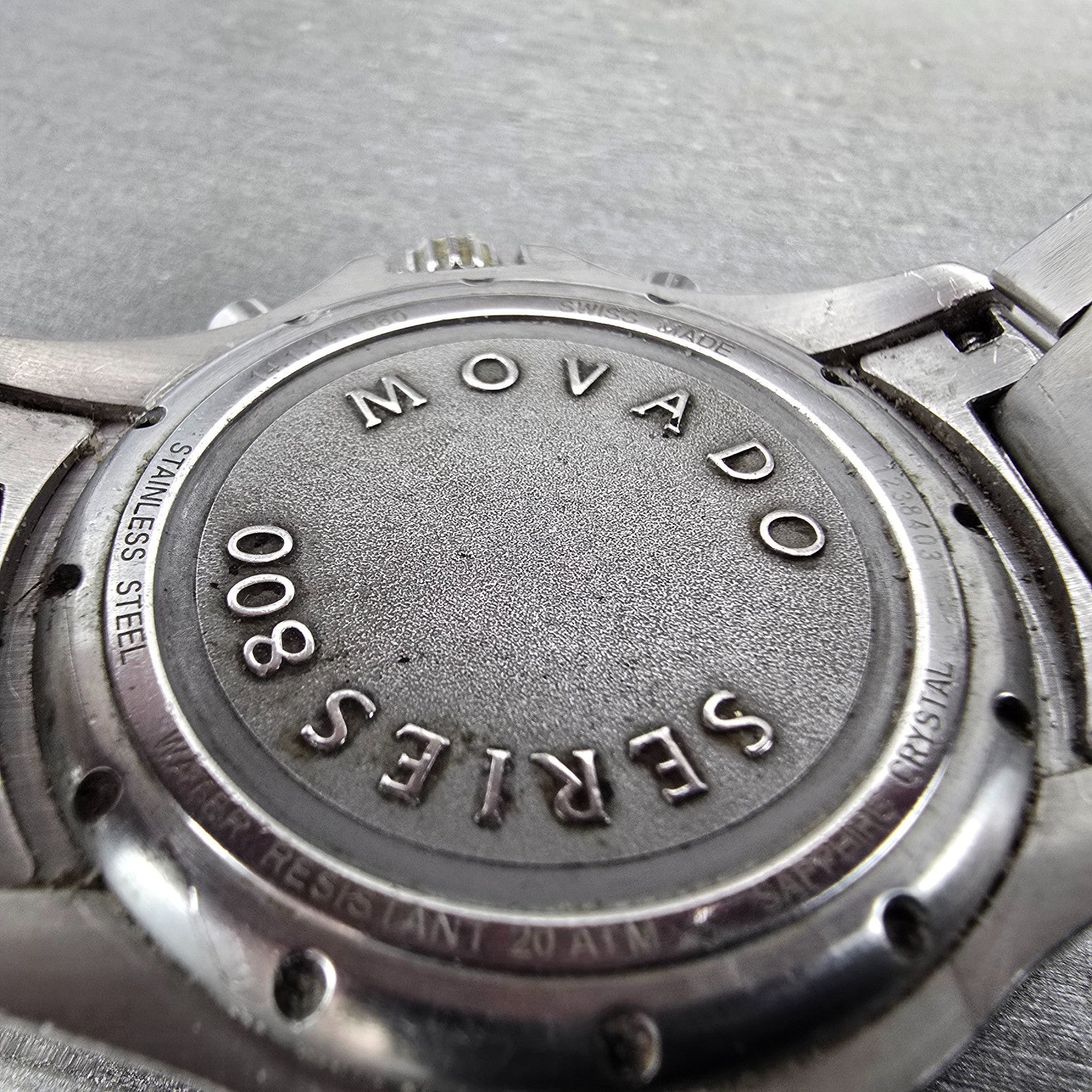 Movado Series 800 Chronograph Watch Men 42mm Black Dial Steel Round New Battery9