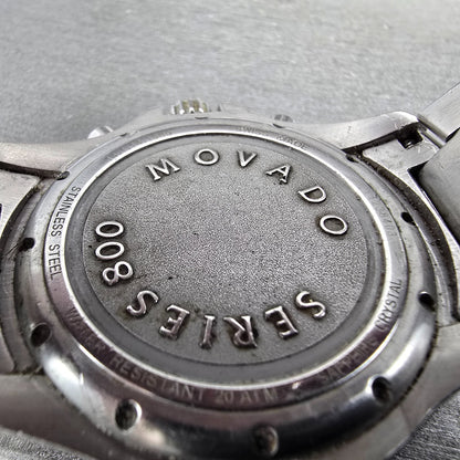 Movado Series 800 Chronograph Watch Men 42mm Black Dial Steel Round New Battery9