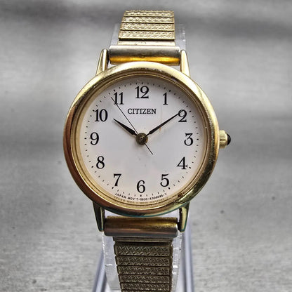 Citizen Watch Women 24mm White Dial Gold Tone Round 5930-K006163 New Battery VTG0