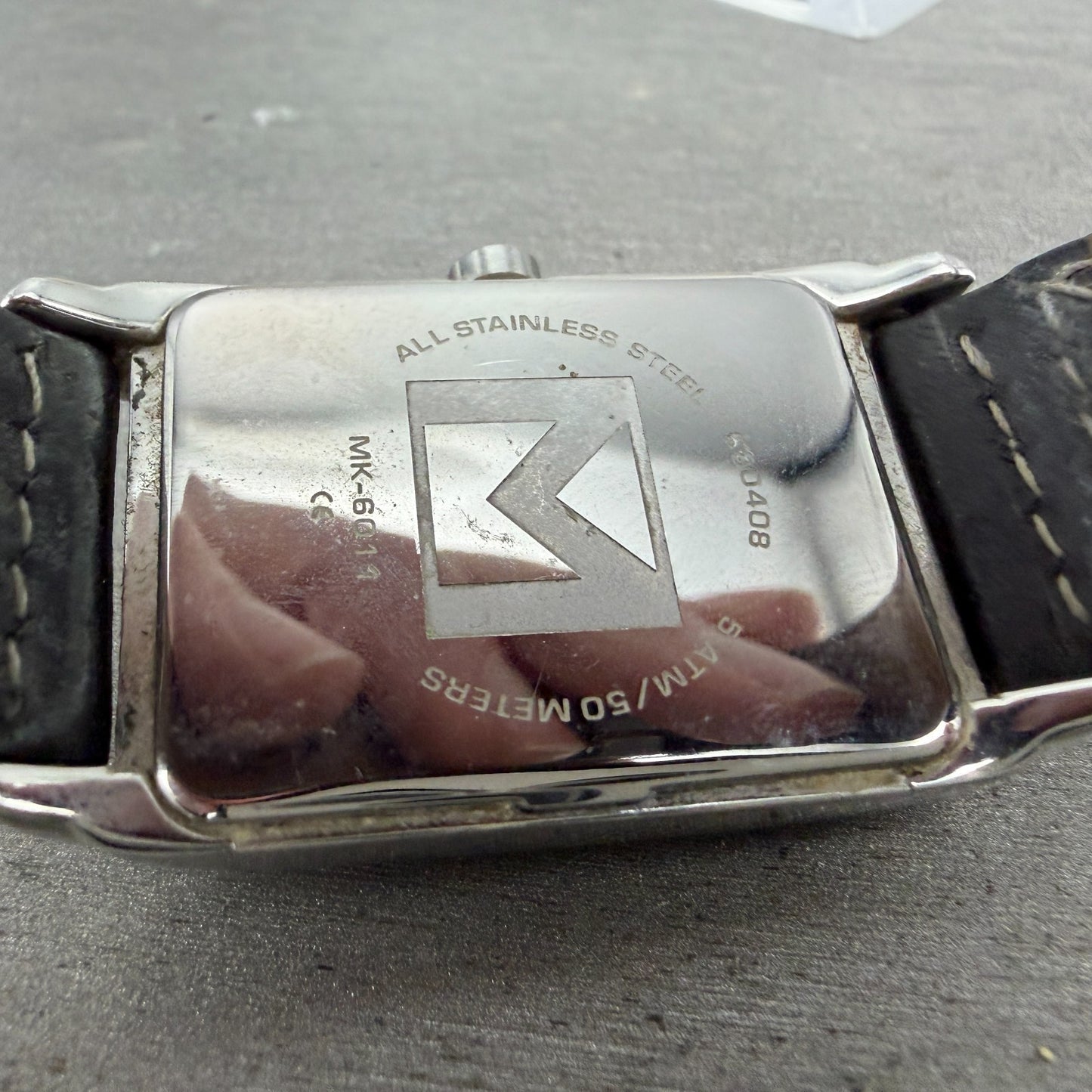 Michael Kors Watch Women 27mm Black Dial Silver Tone Rectangle MK-6011 New BattQ9