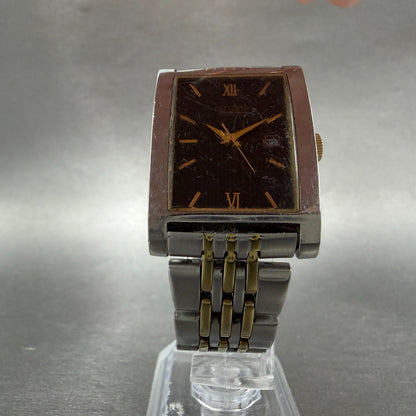 Citizen Tank Watch Men 27mm Black Dial Two Tone Date Rectangle 1012-S020824 PART6