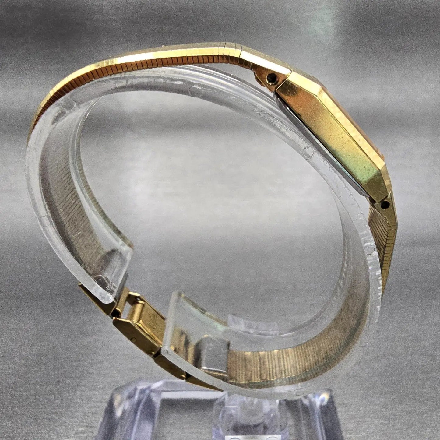 Seiko Watch Women 11mm Gold Dial Gold Tone Rectangle 1320-5049 New Battery VTG8