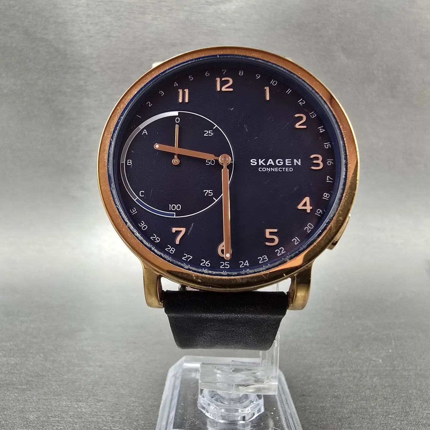 Skagen Connected Watch Men 42mm Blue Dial Rose Gold Tone Round SKT1103 New Batt5