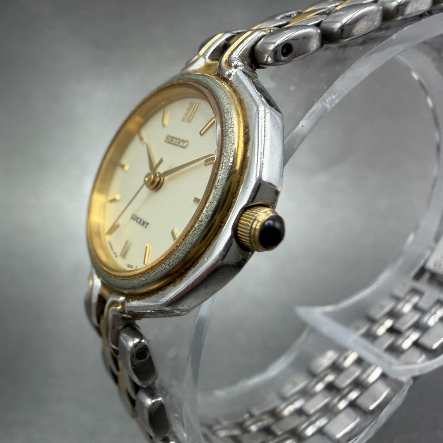Seiko Lucent Watch Women 23mm Champagne Dial Two Tone 1F21-0J60 New Battery2