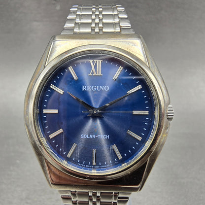 Citizen Reguno Solar Watch Men 35mm Blue Dial Silver Tone E031-K005418 Runs1