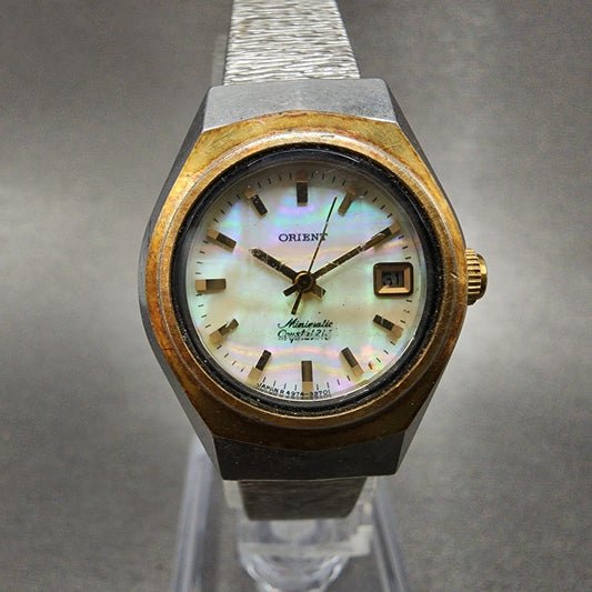 Orient Minimatic Watch Women 25mm MOP Dial Two Tone Date 49733701 Runs0